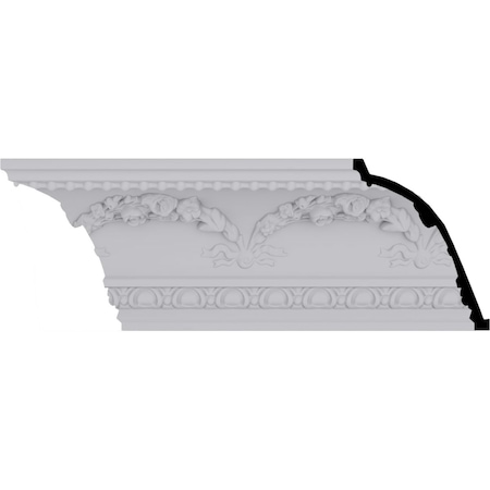Ekena Millwork 6 3/8"H x 8"P x 10 3/8"F x 94 1/2"L, (9 5/8" Repeat), Floral Swag Crown Moulding MLD06X08X10FL